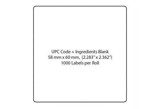 TR-8020 Blank, UPC and Ingredients, Direct Thermal Label